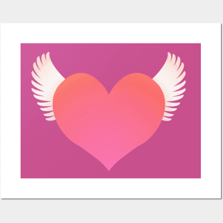 Pink Heart on Wings Posters and Art